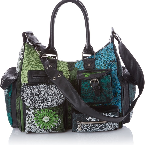 Desigual - Black and Green Hand Bag - Picture 1 of 16